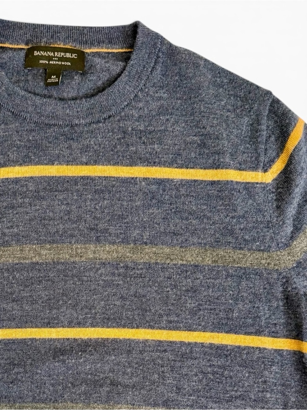 Banana Republic Men’s Blue Striped Crewneck Sweater Slim Fit Medium